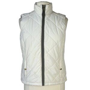 Lauren Ralph Lauren Quilted Puffy Vest Womens LP Large Petite White Zip Front